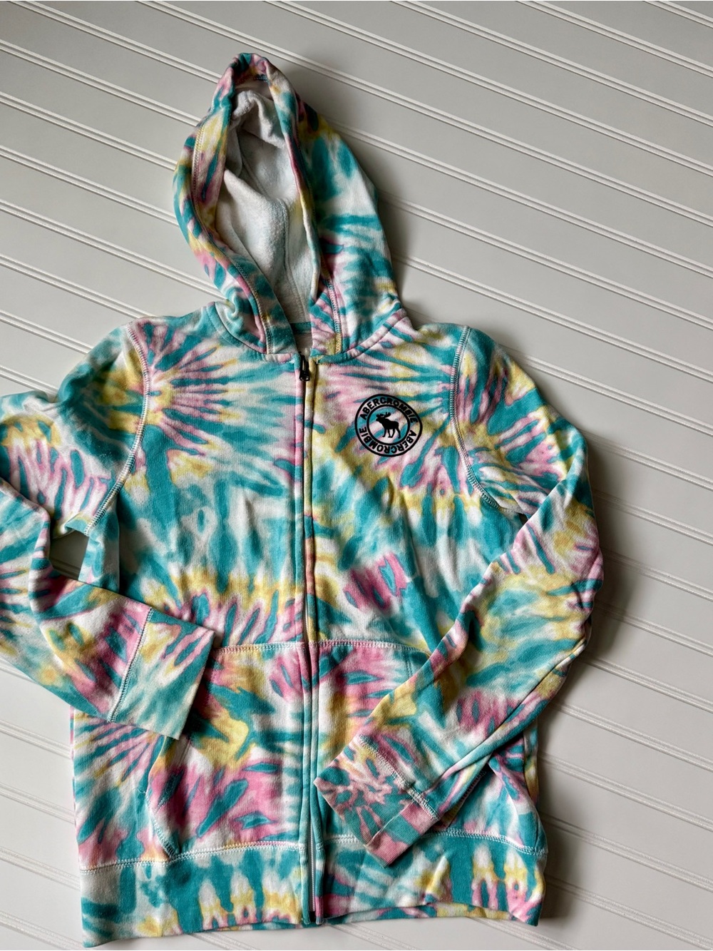 abercrombie kids Tie-Dye Zip Hoodie - Teal, Pink & Yellow